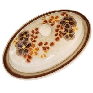 Vintage 1970s USA Franciscan Stoneware Butter Dish With Lid Hand Painted‎